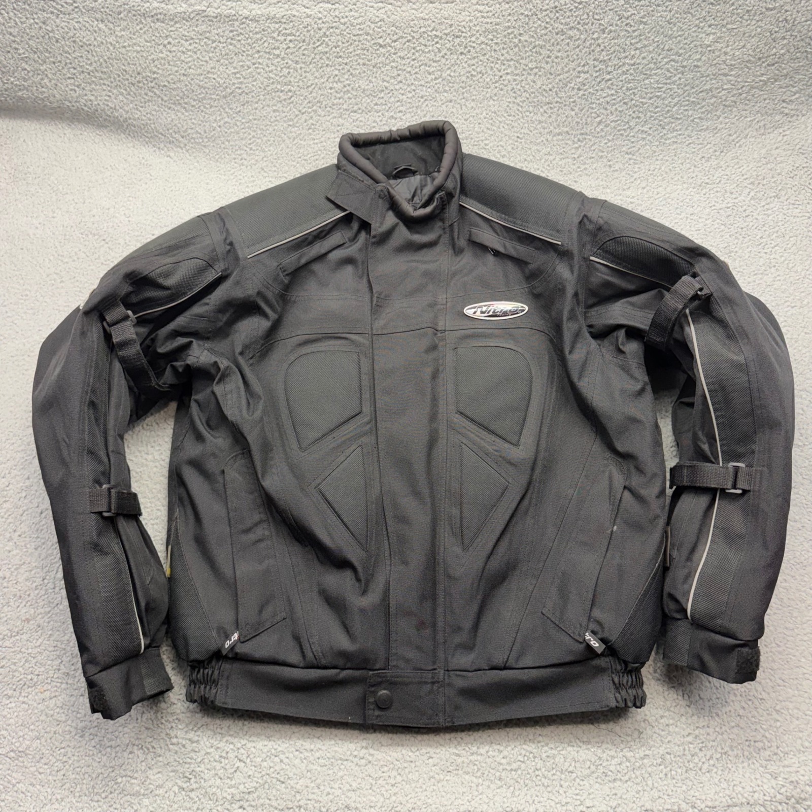Nitro Racing Mens Large Black Ce Armored Zip Out Liner Motorcycle Riding Jacket